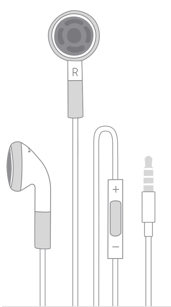 A schematic image of the Apple Earphones with Remote and Mic