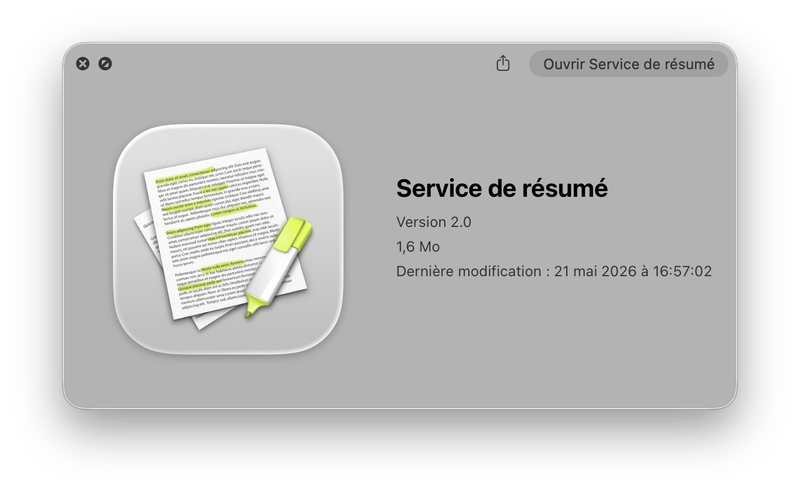 macos text summarizer app on quick look