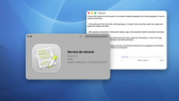apple's text summarizer app on an old macos wallpaper