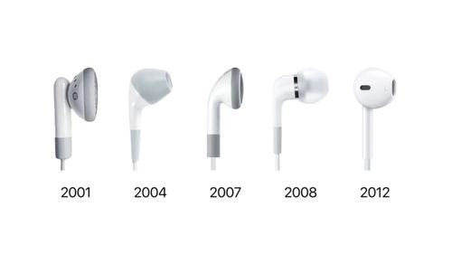 An image with every apple wired headsets with their release year