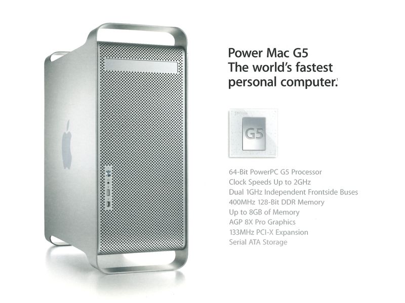 the 2003 power mac g5 brochure stating the tech specs