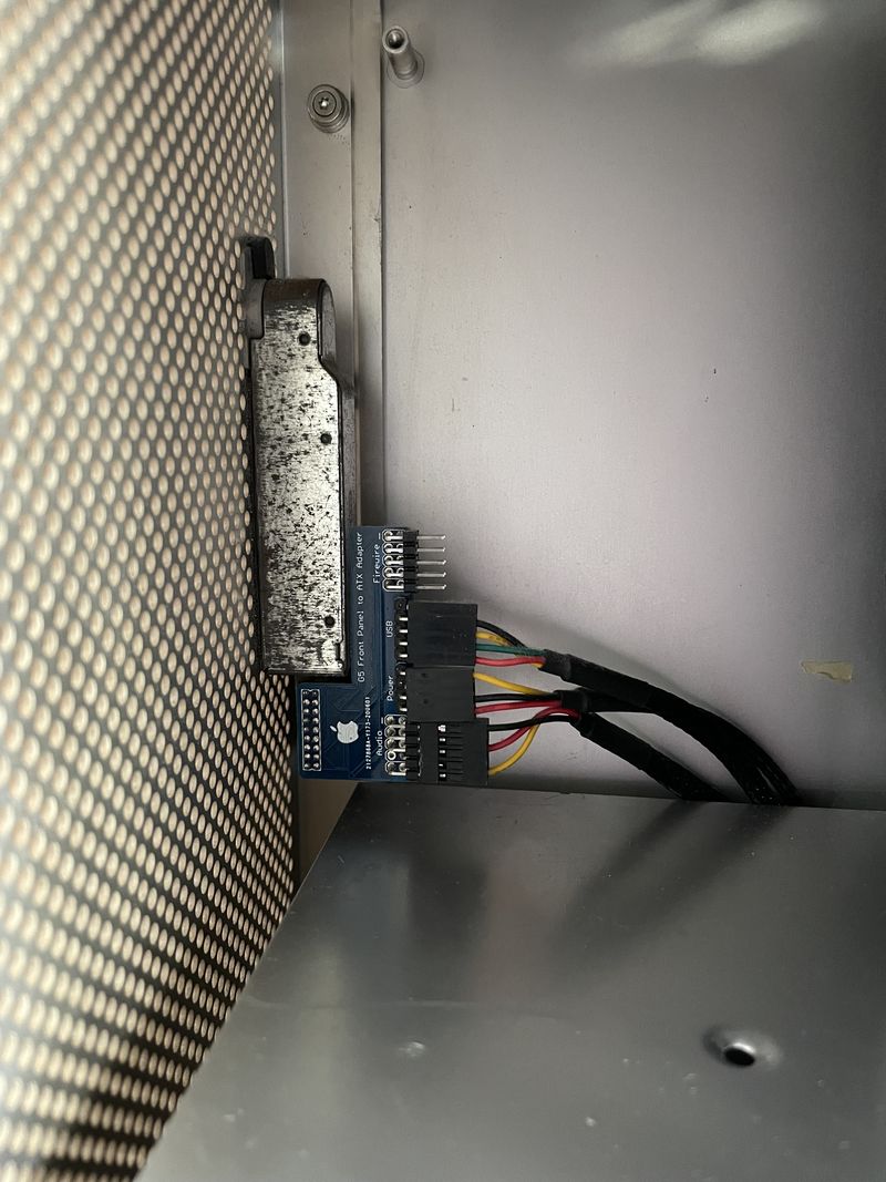 the kit installed in the computer, connected to the original front panel